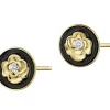 Best Apart Kolczyki z żółtego złota z diamentami i emalią - kwiaty - 0,008 ct - próba 375