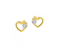 Apart Kolczyki z żółtego złota z diamentami - serca - 0,01 ct - próba 375< Kolczyki Z Diamentami