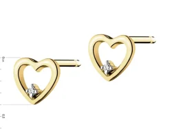 New Apart Kolczyki z żółtego złota z diamentami - serca - 0,008 ct - próba 375