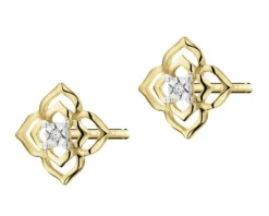 Apart Kolczyki z żółtego złota z diamentami - kwiatki - 0,006 ct - próba 585< Kolczyki Z Diamentami