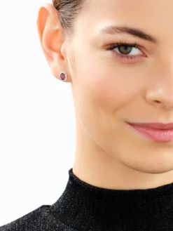 Apart Kolczyki z żółtego złota z diamentami i rodolitami - próba 585< Wszystkie