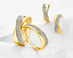 Online Apart Kolczyki z żółtego złota z diamentami - 0,08 ct - próba 585