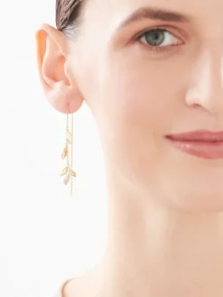 Apart Kolczyki z żółtego złota z diamentami - liście - 0,008 ct - próba 375< Wszystkie