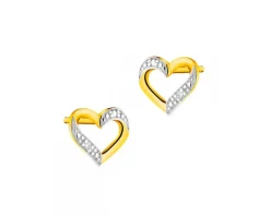 Apart Kolczyki z żółtego złota z diamentami - serca - 0,004 ct - próba 585< Wszystkie