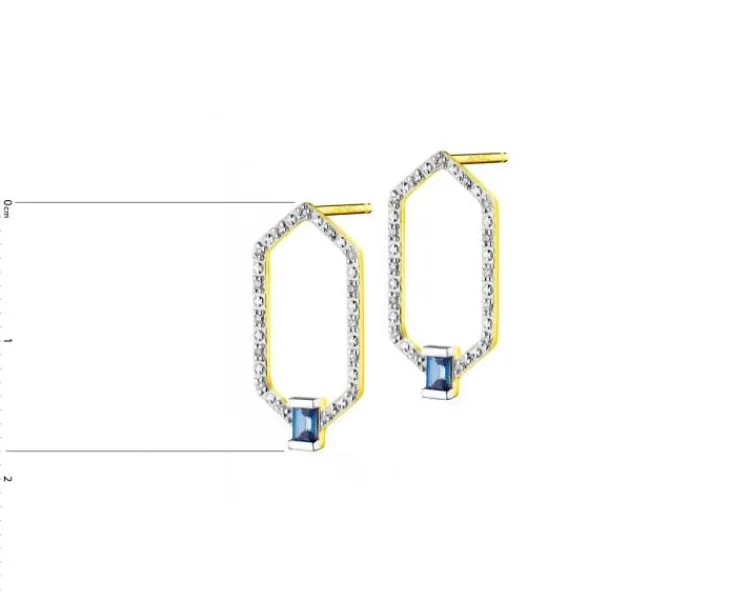 Apart Kolczyki z żółtego złota z diamentami i szafirami - próba 375< Kolczyki Z Diamentami