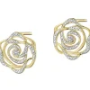 Online Apart Kolczyki z żółtego złota z diamentami - kwiaty, róże - 0,25 ct - próba 585