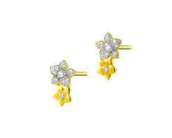 Clearance Apart Kolczyki z żółtego złota z diamentami - kwiaty - 0,06 ct - próba 585
