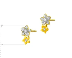 Clearance Apart Kolczyki z żółtego złota z diamentami - kwiaty - 0,06 ct - próba 585