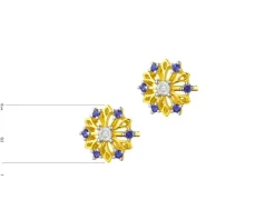 Best Apart Kolczyki z żółtego złota z diamentami i szafirami syntetycznymi - rozety - próba 375