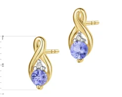 Clearance Apart Kolczyki z żółtego złota z diamentami i tanzanitami - próba 585