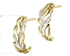 Apart Kolczyki z żółtego złota z diamentami - piórka - 0,07 ct - próba 585< Kolczyki Z Diamentami