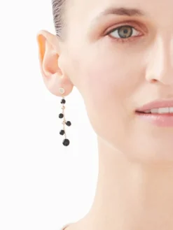 Apart Kolczyki z żółtego złota z diamentami i agatami - kulki - próba 375< Kolczyki Z Diamentami