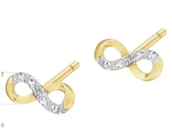 Discount Apart Kolczyki z żółtego złota z diamentami - nieskończoność - 0,006 ct - próba 585