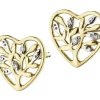 Clearance Apart Kolczyki z żółtego złota z diamentami - serca, drzewka - 0,01 ct - próba 375