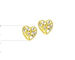 Clearance Apart Kolczyki z żółtego złota z diamentami - serca, drzewka - 0,01 ct - próba 375