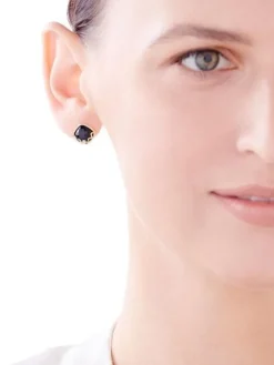 Hot Apart Kolczyki z żółtego złota z diamentami i onyksami - próba 585