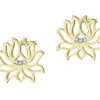 Hot Apart Kolczyki z żółtego złota z diamentami - kwiaty lotosu - 0,01 ct - próba 375