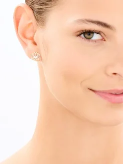 Hot Apart Kolczyki z żółtego złota z diamentami - kwiaty lotosu - 0,01 ct - próba 375