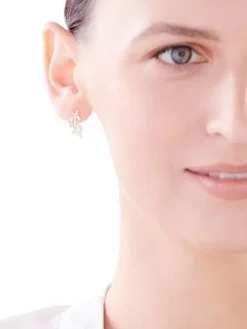 Outlet Apart Kolczyki z żółtego złota z diamentami i topazami - liście - próba 375