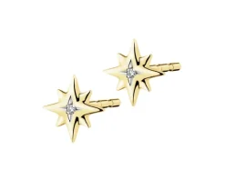 Clearance Apart Kolczyki z żółtego złota z diamentami - gwiazdy - 0,006 ct - próba 375