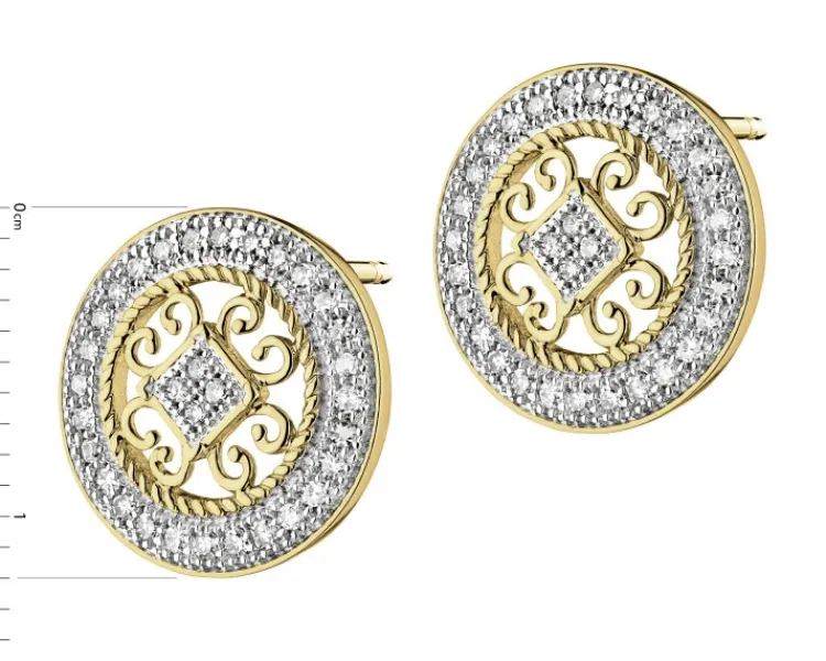 Apart Kolczyki z żółtego złota z diamentami - rozety - 0,18 ct - próba 585< Kolczyki Z Diamentami