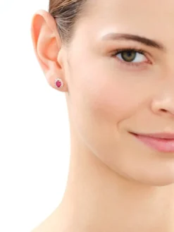 Best Apart Kolczyki z żółtego złota z diamentami i rubinami - próba 585