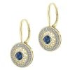 Apart Kolczyki z żółtego złota z diamentami  i topazami London Blue - rozeta - próba 585< Kolczyki Z Diamentami