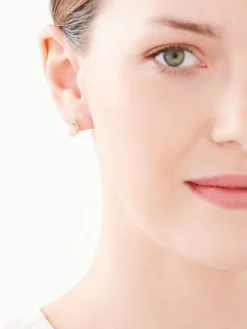 Hot Apart Kolczyki z żółtego złota z diamentami i perłami - próba 375