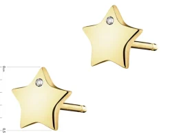 Clearance Apart Kolczyki z żółtego złota z diamentami - gwiazdy - 0,004 ct - próba 585