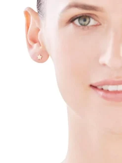 Clearance Apart Kolczyki z żółtego złota z diamentami - gwiazdy - 0,004 ct - próba 585