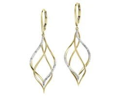 Hot Apart Kolczyki z żółtego złota z diamentami - 0,04 ct - próba 585