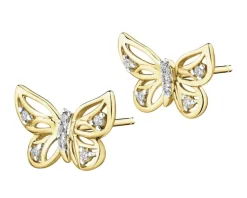Sale Apart Kolczyki z żółtego złota z diamentami - motyle - 0,05 ct - próba 375