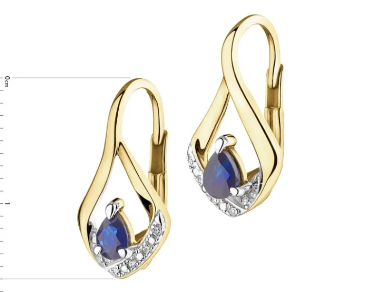 Discount Apart Kolczyki z żółtego złota z diamentami i szafirami - próba 585