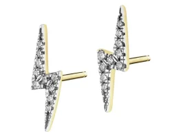 Apart Kolczyki z żółtego złota z diamentami - pioruny - 0,06 ct - próba 375