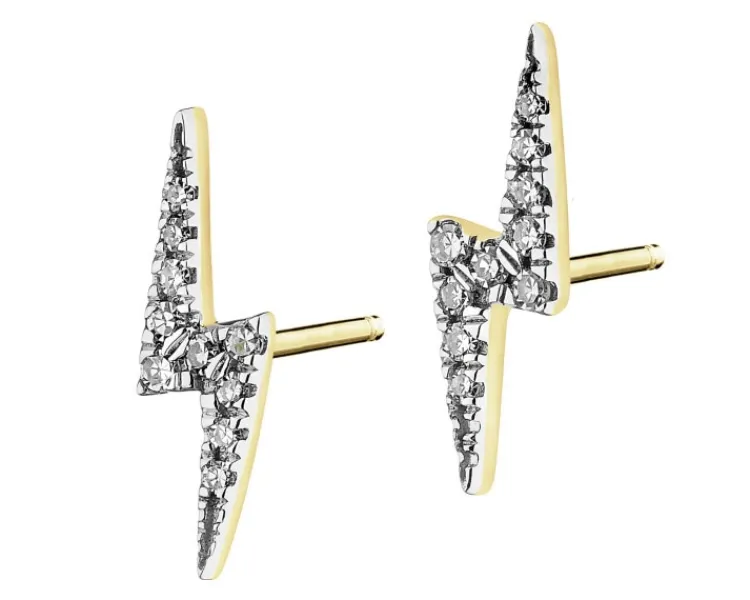 Apart Kolczyki z żółtego złota z diamentami - pioruny - 0,06 ct - próba 375