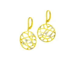 Online Apart Kolczyki z żółtego złota z diamentami - 0,03 ct - próba 585
