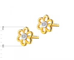 Discount Apart Kolczyki z żółtego złota z diamentami - kwiaty - 0,008 ct - próba 375