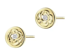 Best Apart Kolczyki z żółtego złota z diamentami - kwiaty - 0,008 ct - próba 375