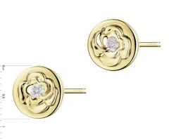 Best Apart Kolczyki z żółtego złota z diamentami - kwiaty - 0,008 ct - próba 375