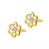 Best Apart Kolczyki z żółtego złota z diamentami - kwiaty - 0,008 ct - próba 585