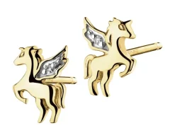 New Apart Kolczyki z żółtego złota z diamentami - jednorożce - 0,006 ct - próba 375