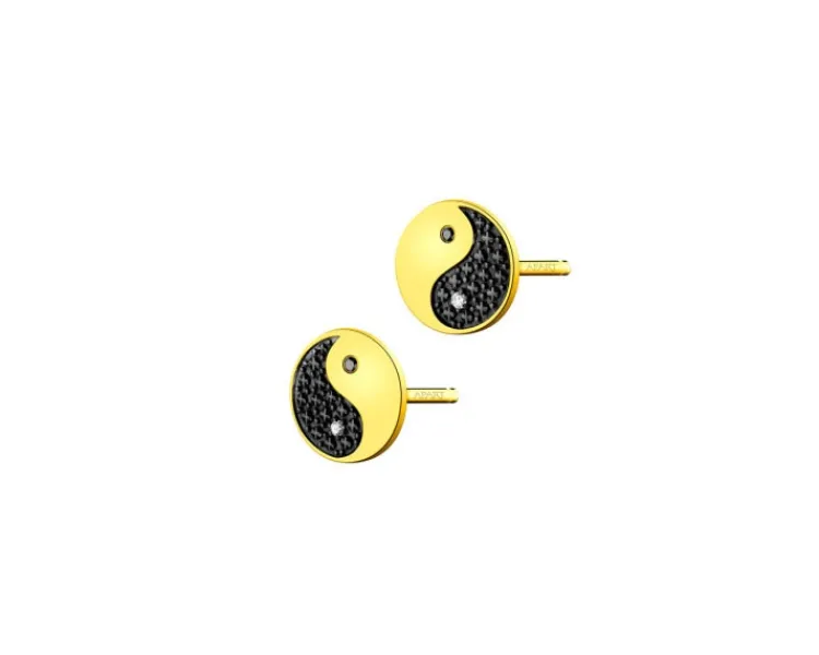 Apart Kolczyki z żółtego złota z diamentami - yin yang - 0,016 ct - próba 375< Wszystkie