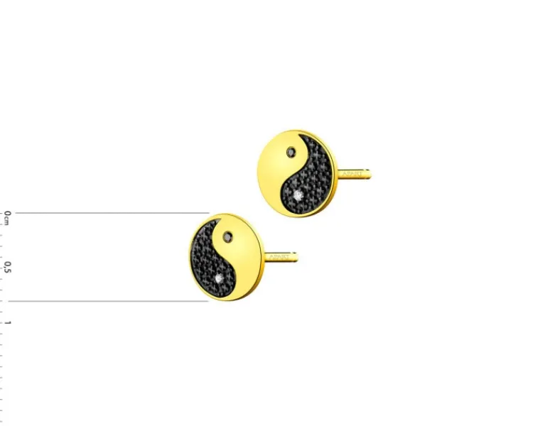 Apart Kolczyki z żółtego złota z diamentami - yin yang - 0,016 ct - próba 375< Wszystkie