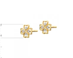 Apart Kolczyki z żółtego złota z diamentami - koniczyny - 0,02 ct - próba 375< Kolczyki Z Diamentami