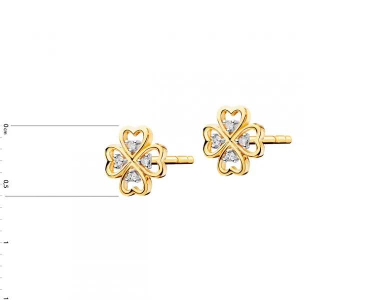 Apart Kolczyki z żółtego złota z diamentami - koniczyny - 0,02 ct - próba 375< Kolczyki Z Diamentami