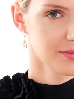 Online Apart Kolczyki z żółtego złota z diamentami - piórka - 0,03 ct - próba 375