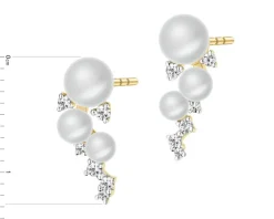 Outlet Apart Kolczyki z żółtego złota z diamentami i perłami - próba 585