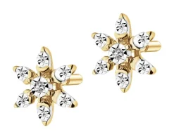 Apart Kolczyki z żółtego złota z diamentami - kwiaty - 0,05 ct - próba 585< Wszystkie