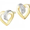 Best Apart Kolczyki z żółtego złota z diamentami - serca - 0,005 ct - próba 375