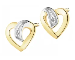 Best Apart Kolczyki z żółtego złota z diamentami - serca - 0,005 ct - próba 375